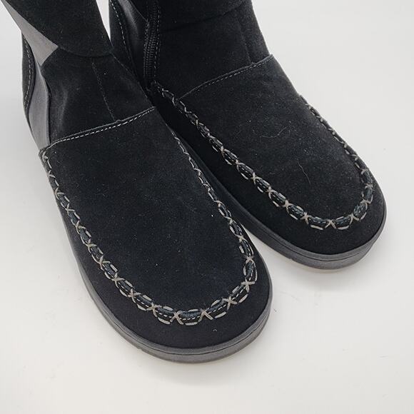 Earth Origins Willa Fur Boots Size 11 Black Faux Suede Side Zip Winter Snow - Picture 8 of 11